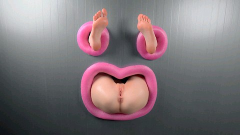 被固定在墙上的粉穴萝莉