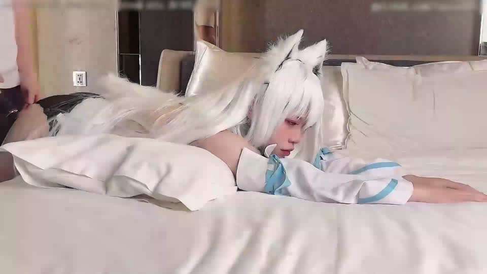 把hololive的小白狼后入到翻白眼～萌萝就是乖巧，直接抱着操#性交#二次元#母狗#美臀